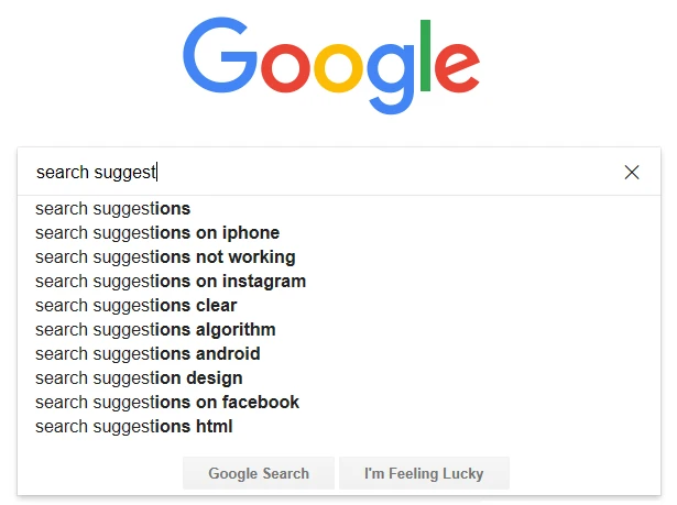 Use search suggestion tool Google Suggest