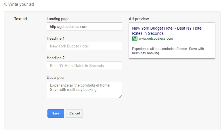 Write your Google AdWord ad